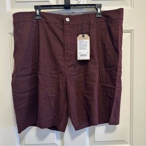 Prana Shorts Mens Red Chino Furrow Everyday Essential Standard Cacao Size 40